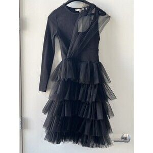 Womans Layered Ruffle TULLE DRESS BLACK -Size EXTRA SMALL